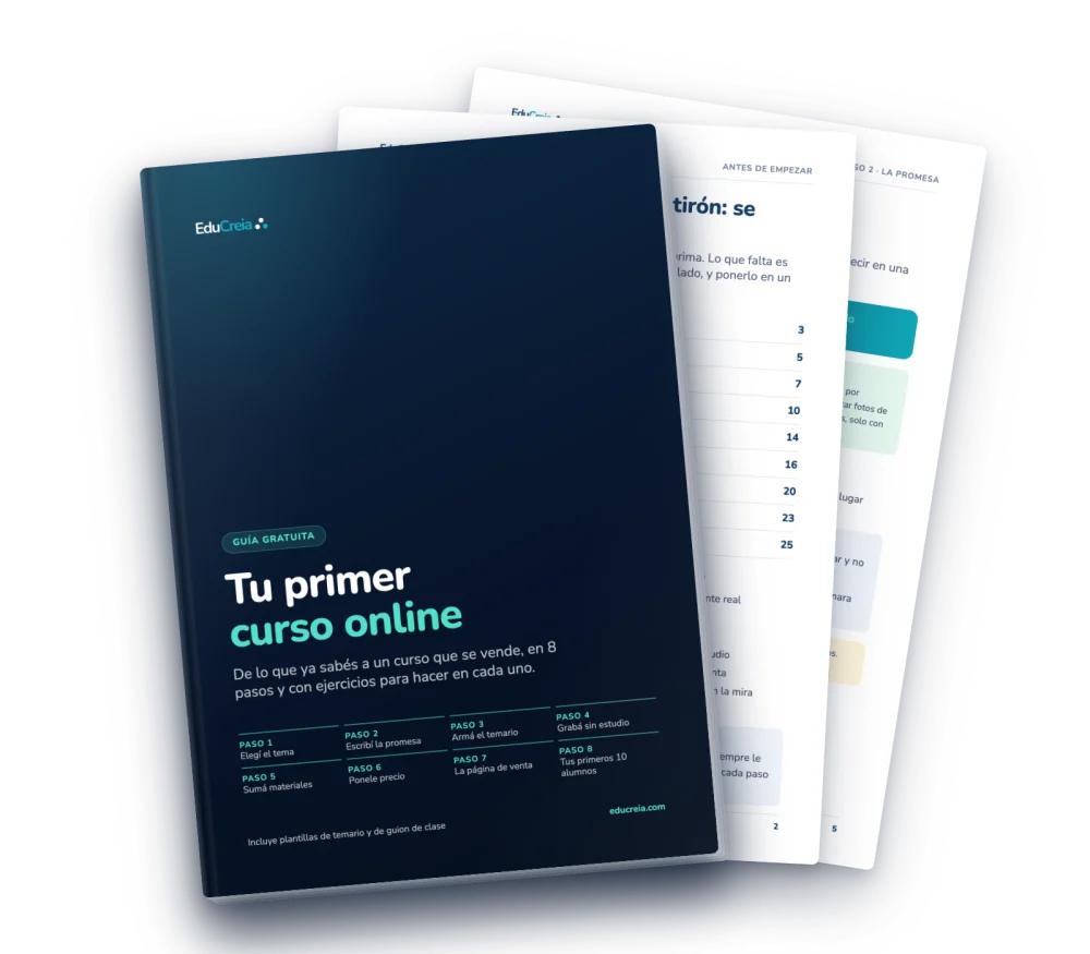 Tapa y páginas de la guía Tu primer curso online